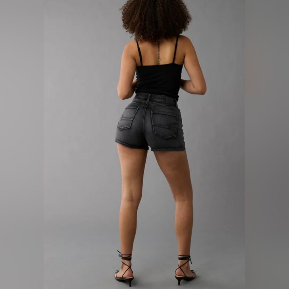 American Eagle Distressed Mom Denim Shorts High Rise Sz 8 Black New With Tags